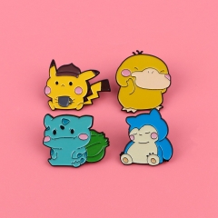 4 Styles Pokemon Cartoon Pin Anime Alloy Brooch