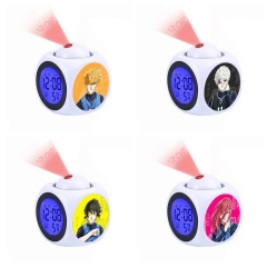 (with Light) 7 Styles Blue Lock Cartoon LCD Anime White/Black Projection Alarm Clock