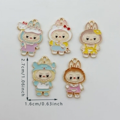 10个）卡通可爱拉布布吊坠合金滴油DIY耳环钥匙扣项链手工配件制作