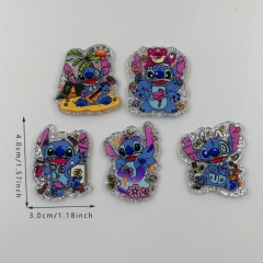 10个）亚克力浮雕亮闪卡通可爱史迪仔系列挂件DIY 钥匙扣耳饰挂件配件