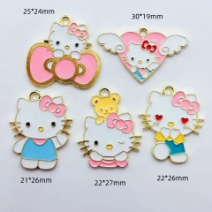 5 Styles 10pcs Hello Kitty Cartoon DIY Anime Alloy Pendant