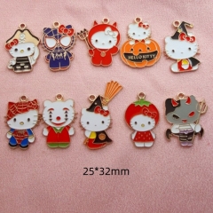 10 Styles 10pcs Hello Kitty Cartoon DIY Anime Alloy Pendant