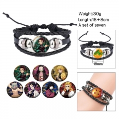7PCS/SET 2 Styles Demon Slayer: Kimetsu no Yaiba Cartoon Anime Bracelet Wristband