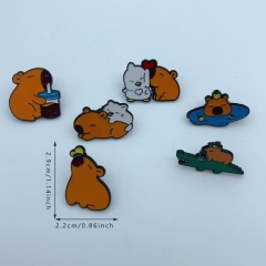 6 Styles 10PCS/SET Capybara Cartoon Pin Anime Alloy Brooch