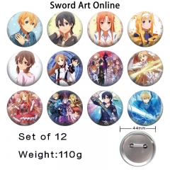 12PCS/SET 44mm Sword Art Online | SAO Cartoon Pin Anime Tinplate Brooch