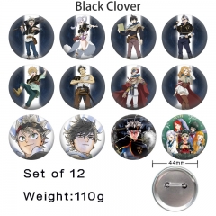 12PCS/SET 44mm Black Clover Cartoon Pin Anime Tinplate Brooch