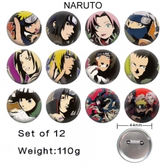 12PCS/SET 44mm Naruto Cartoon Pin Anime Tinplate Brooch