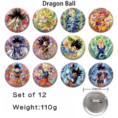 2 Styles 12PCS/SET 44mm Dragon Ball Z Cartoon Pin Anime Tinplate Brooch