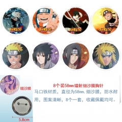 58mm 2 Styles 8PCS/SET Naruto Cartoon Pin Anime Tinplate Brooch