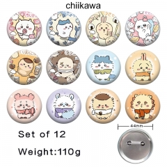 12PCS/SET 44mm Chiikawa Cartoon Pin Anime Tinplate Brooch