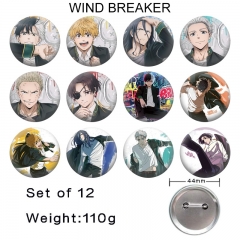 12PCS/SET 44mm Wind Breaker Cartoon Pin Anime Tinplate Brooch