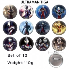 12PCS/SET 44mm Ultraman Cartoon Pin Anime Tinplate Brooch