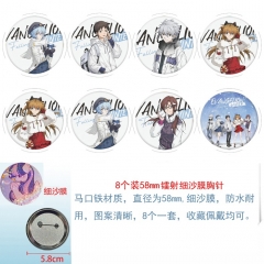 58mm EVA 8款一套圆形镭射细沙膜胸针