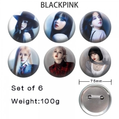 2 Styles 6PCS/SET 75mm K-POP BLACKPINK Cartoon Pin Anime Tinplate Brooch