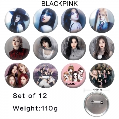 12PCS/SET 44mm K-POP BLACKPINK Cartoon Pin Anime Tinplate Brooch