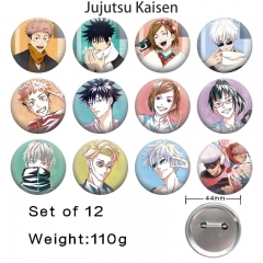 12PCS/SET 44mm Jujutsu Kaisen Cartoon Pin Anime Tinplate Brooch