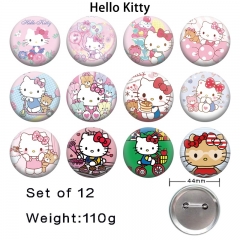 12PCS/SET 44mm Hello Kitty Cartoon Pin Anime Tinplate Brooch
