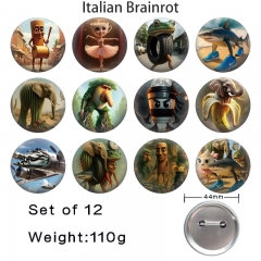 12PCS/SET 44mm Italian Brainrot Cartoon Pin Anime Tinplate Brooch
