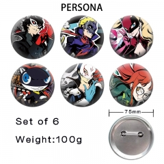2 Styles 6PCS/SET 75mm Persona Cartoon Pin Anime Tinplate Brooch