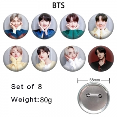 3 Styles 8PCS/SET 58mm K-POP BTS Bulletproof Boy Scouts Cartoon Pin Anime Tinplate Brooch