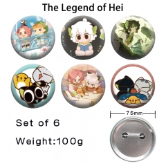 2 Styles 6PCS/SET 75mm The Legend of Luoxiaohei Cartoon Pin Anime Tinplate Brooch