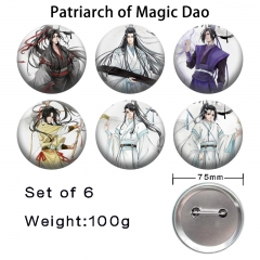 2 Styles 6PCS/SET 75mm Mo Dao Zu Shi Cartoon Pin Anime Tinplate Brooch