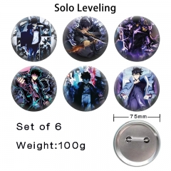 6PCS/SET 75mm Solo Leveling Cartoon Pin Anime Tinplate Brooch