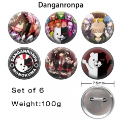 6PCS/SET 75mm Danganronpa: Trigger Happy Havoc Cartoon Pin Anime Tinplate Brooch
