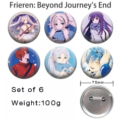 3 Styles 6PCS/SET 75mm Frieren: Beyond Journey's End Cartoon Pin Anime Tinplate Brooch