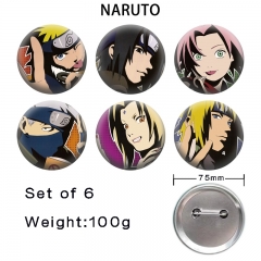 2 Styles 6PCS/SET 75mm Naruto Cartoon Pin Anime Tinplate Brooch