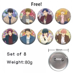 8PCS/SET 58mm Free Cartoon Pin Anime Tinplate Brooch