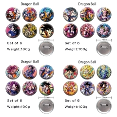 5 Styles 6PCS/SET 75mm Dragon Ball Z Cartoon Pin Anime Tinplate Brooch