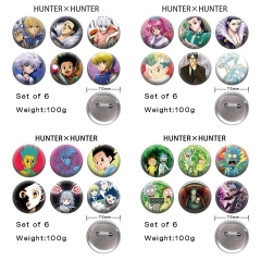4 Styles 6PCS/SET 75mm Hunter×Hunter Cartoon Pin Anime Tinplate Brooch