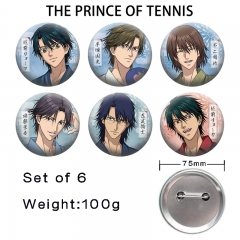 6PCS/SET 75mm The Prince of Tennis Cartoon Pin Anime Tinplate Brooch