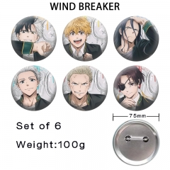 2 Styles 6PCS/SET 75mm WIND BREAKER Cartoon Pin Anime Tinplate Brooch