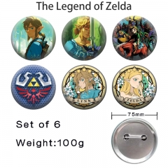 3 Styles 6PCS/SET 75mm The Legend of Zelda Cartoon Pin Anime Tinplate Brooch