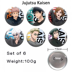 3 Styles 6PCS/SET 75mm Jujutsu Kaisen Cartoon Pin Anime Tinplate Brooch