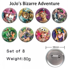 8PCS/SET 58mm JoJo's Bizarre Adventure Cartoon Pin Anime Tinplate Brooch