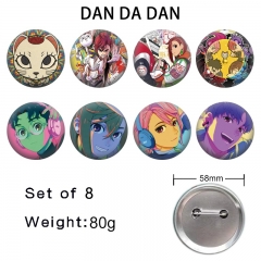 8PCS/SET 58mm DANDADAN Cartoon Pin Anime Tinplate Brooch