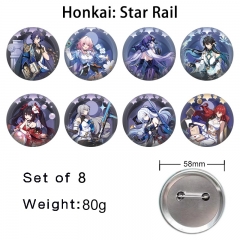 3 Styles 8PCS/SET 58mm Honkai: Star Rail Cartoon Pin Anime Tinplate Brooch