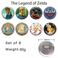 2 Styles 8PCS/SET 58mm The Legend of Zelda Cartoon Pin Anime Tinplate Brooch