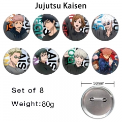 2 Styles 8PCS/SET 58mm Jujutsu Kaisen Cartoon Pin Anime Tinplate Brooch