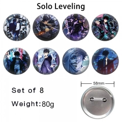 2 Styles 8PCS/SET 58mm Solo Leveling Cartoon Pin Anime Tinplate Brooch