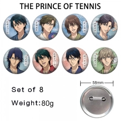 8PCS/SET 58mm The Prince of Tennis Cartoon Pin Anime Tinplate Brooch