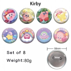 8PCS/SET 58mm Kirby Cartoon Pin Anime Tinplate Brooch