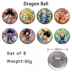 3 Styles 8PCS/SET 58mm Dragon Ball Z Cartoon Pin Anime Tinplate Brooch