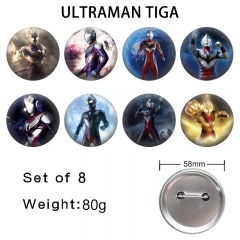 8PCS/SET 58mm Ultraman Cartoon Pin Anime Tinplate Brooch