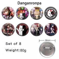 8PCS/SET 58mm Danganronpa: Trigger Happy Havoc Cartoon Pin Anime Tinplate Brooch
