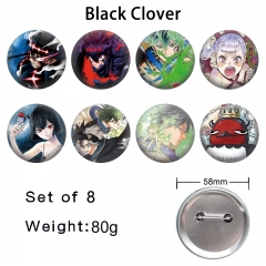 2 Styles 8PCS/SET 58mm Black Clover Cartoon Pin Anime Tinplate Brooch