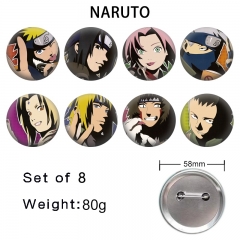 8PCS/SET 58mm Naruto Cartoon Pin Anime Tinplate Brooch